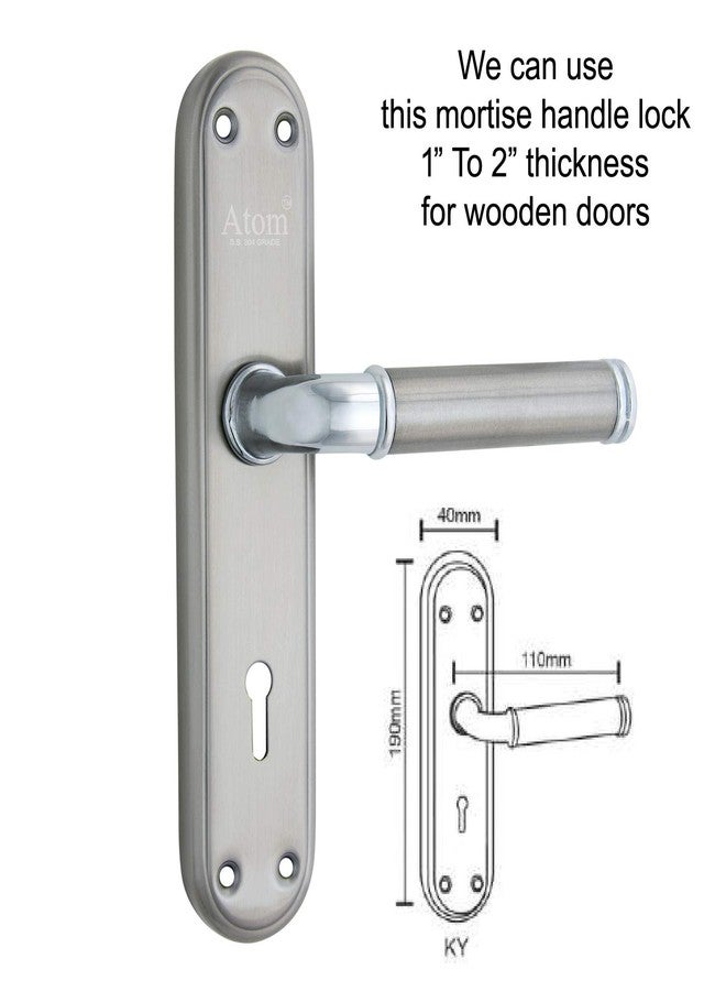 Atom Heavy Duty Mortise Door Lock for Bedroom, Living Room, Main Door, Silver Satin Finish | 3 Keys | 6 Lever Double Stage Lockset for House Hotel Office(FLORAKY) - Image 3